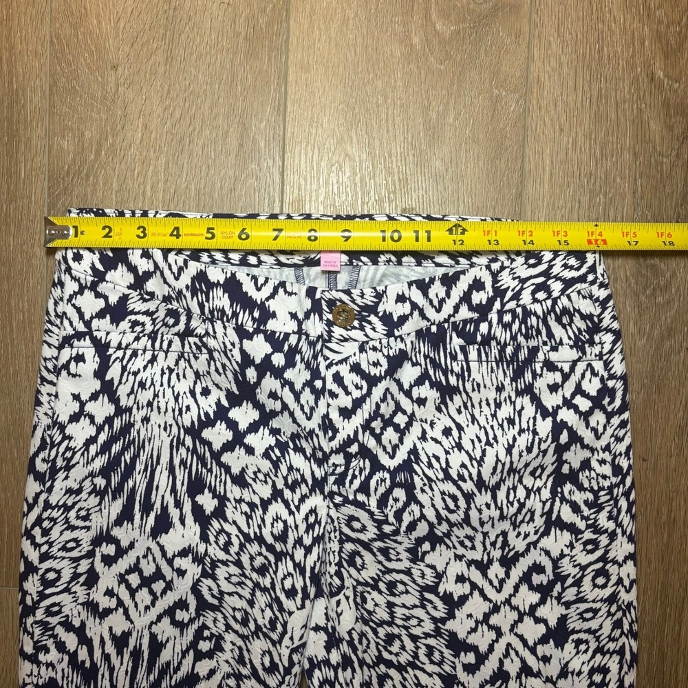 Lilly Pulitzer Kelly Ankle Pants Navy White Ikat Jacquard Trousers Womens 8 - Picture 5 of 11